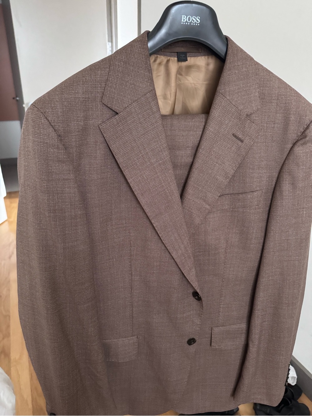 Hugo Boss Tan Textured Two-Button Suit